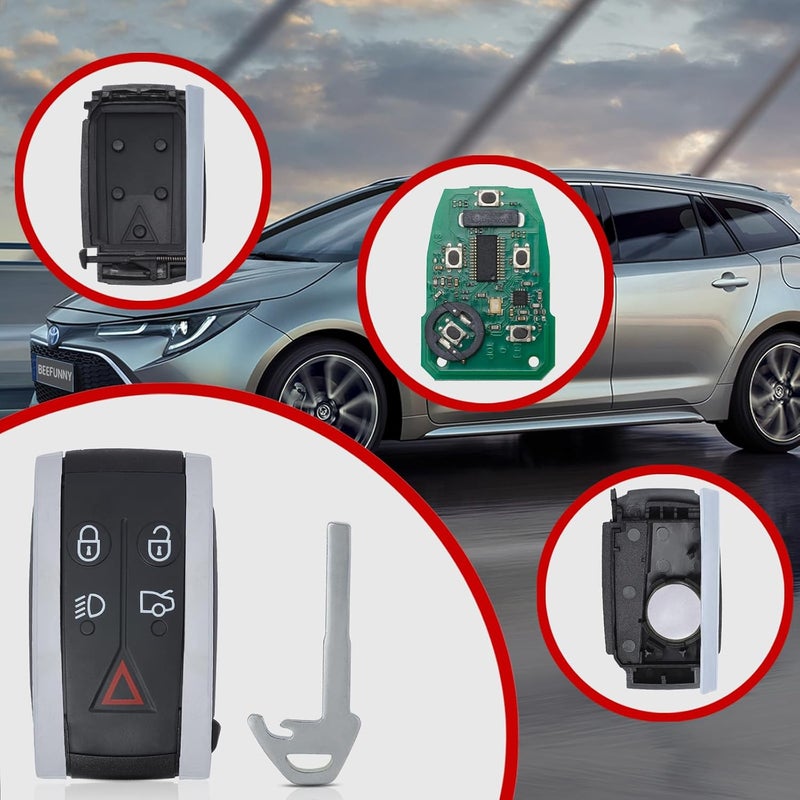 Beefunny Smart Remote Key Fob Replacement for Jaguar XF XFR XK XKR XJ8 XK8 2006-2013 FCC ID:KR55WK49244,KR55WK45694 315MHz (1) - Image 3